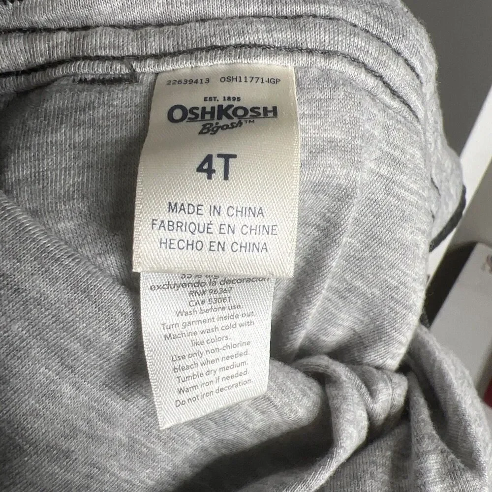 Boy OshKosh B'gosh® Size 4T Gray Jersey Lined Corduroy Overalls